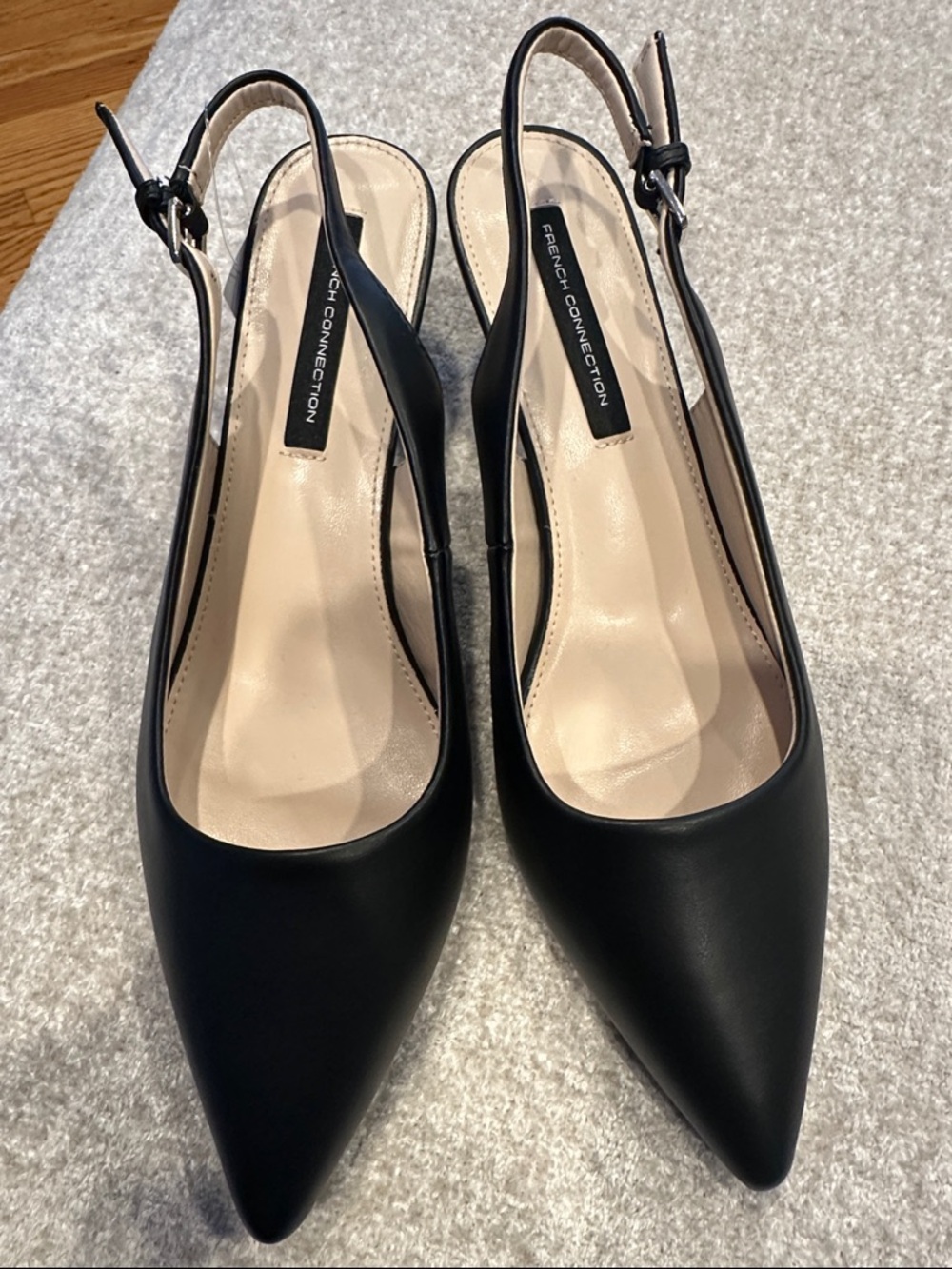French Connection Black Pointed Slingback Heel